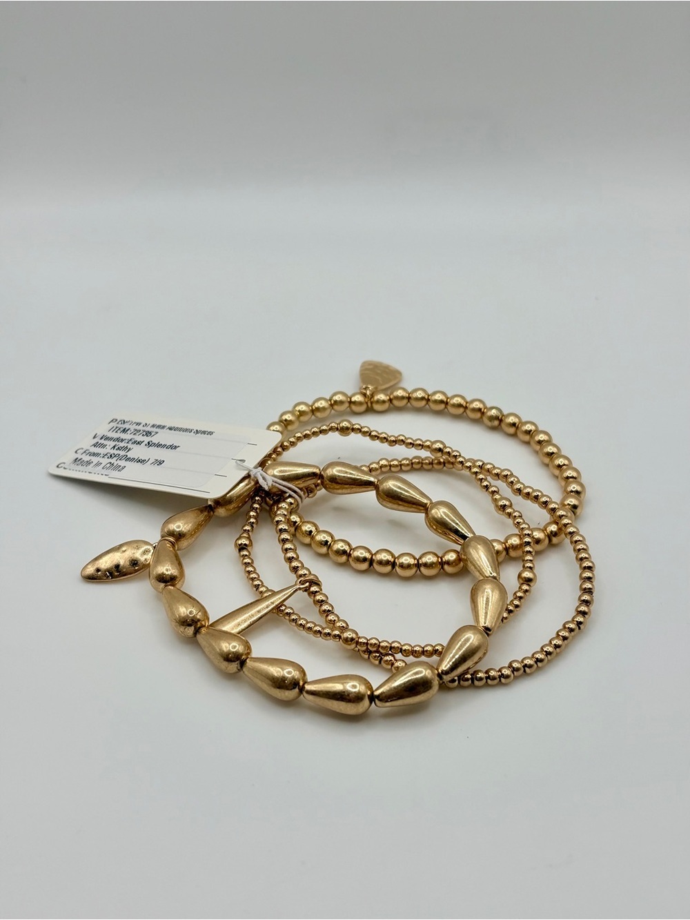 Satin Finish Gold Beaded Bracelet Set